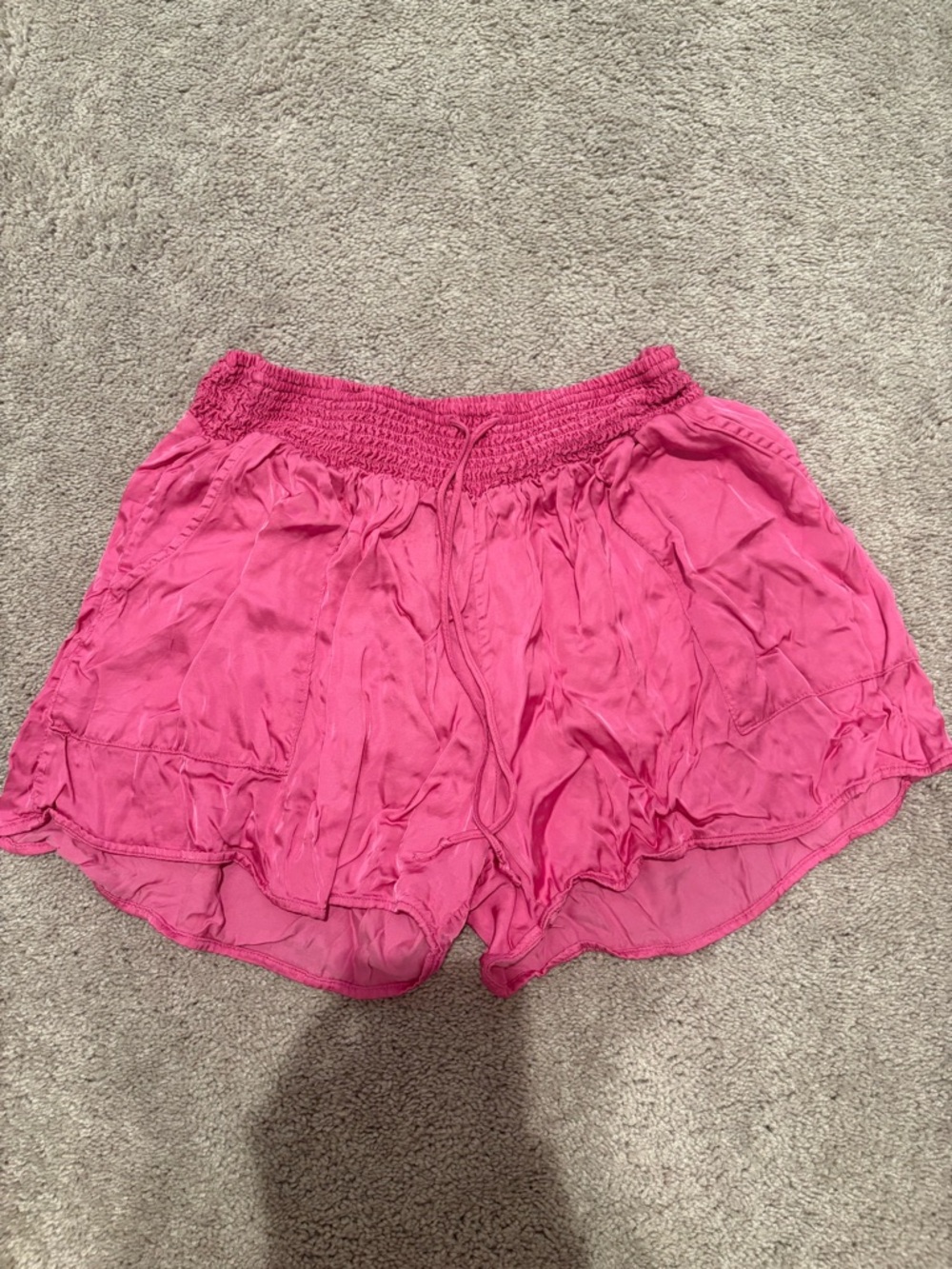 aerie Hot Pink Smocked-Waist Athletic Shorts